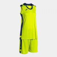 DÁMSKÝ BAKETBALOVÝ DRES - SET LIDER FLUO ŽLUTO-TMAVĚ MODRÝ